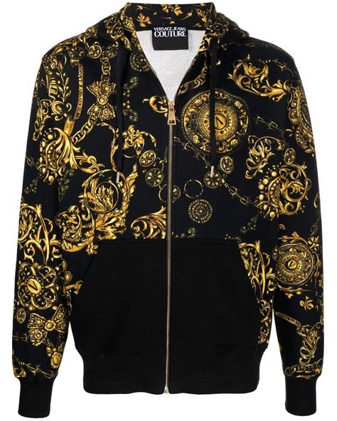 zip up mens versace|Versace hoodie for men.